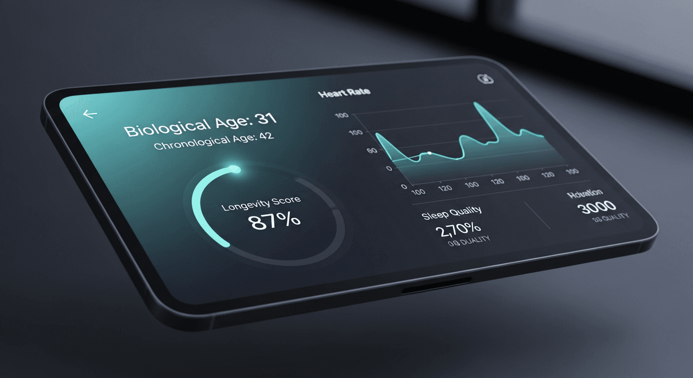 Lonevi health dashboard showing biological age metrics
