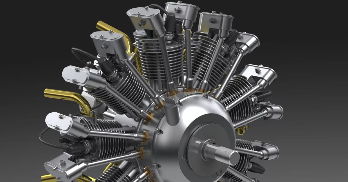 A radial engine modelled part by part in ROQED Mechanicum